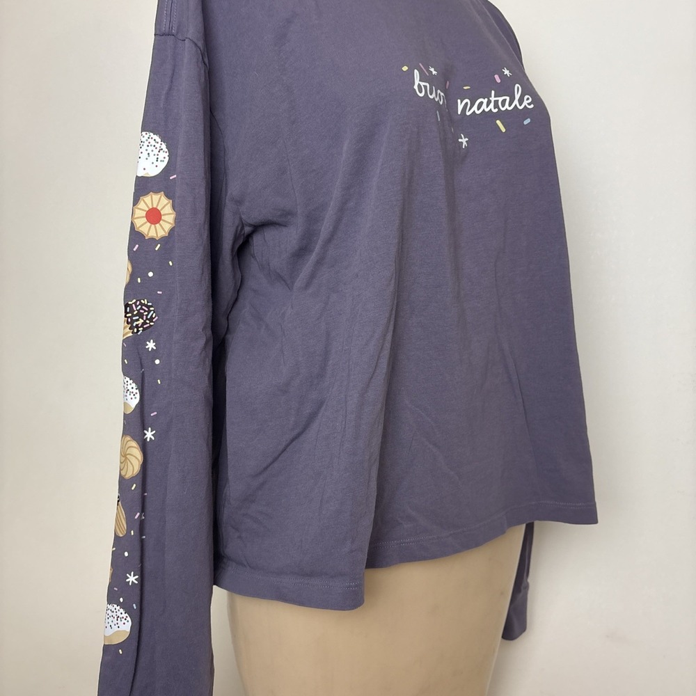 Life is Good Buon Natale Italian Christmas Cookies Long Slv Crusher Boxy Tee L - Picture 3 of 8